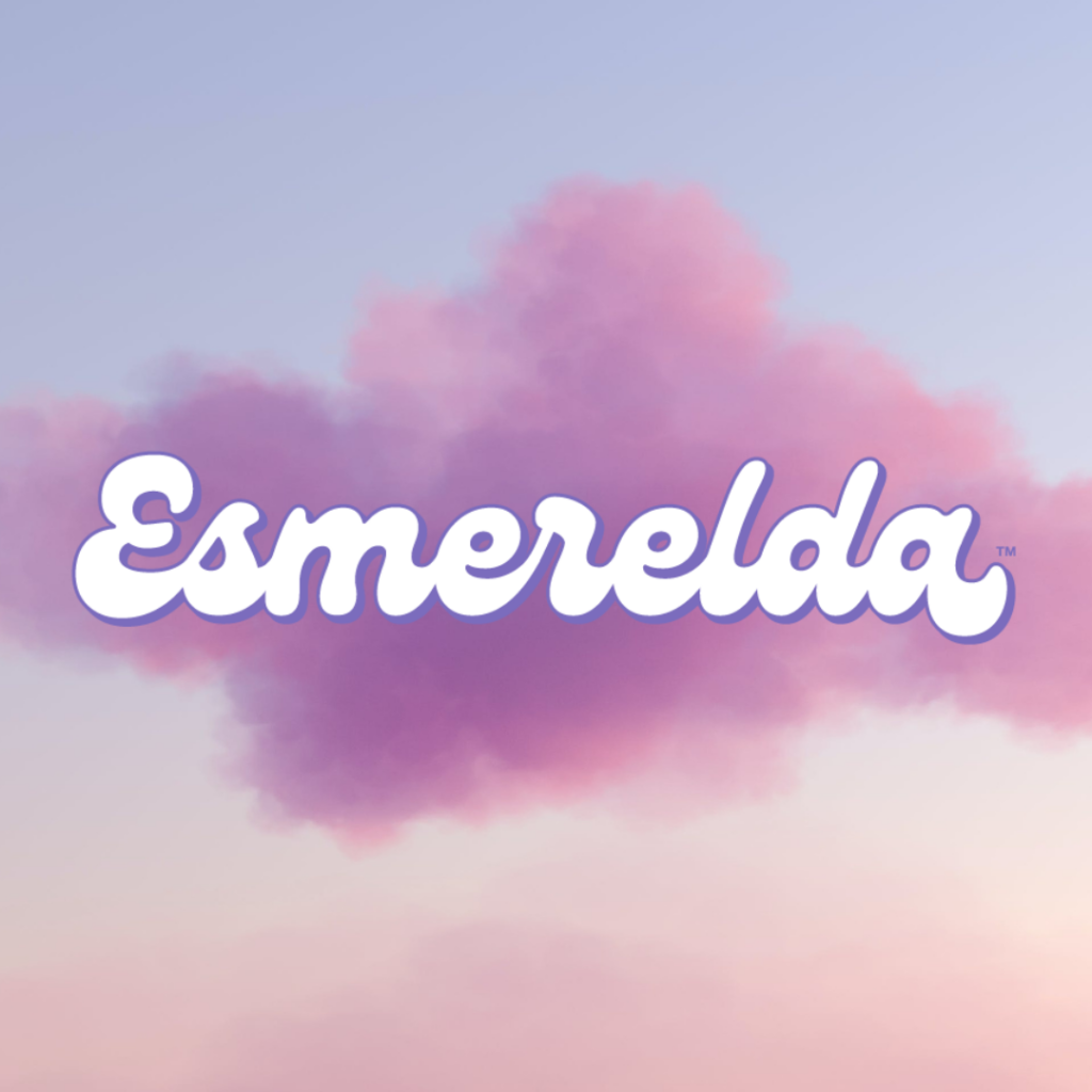 Dreamy Esmerelda logo on a cloud background