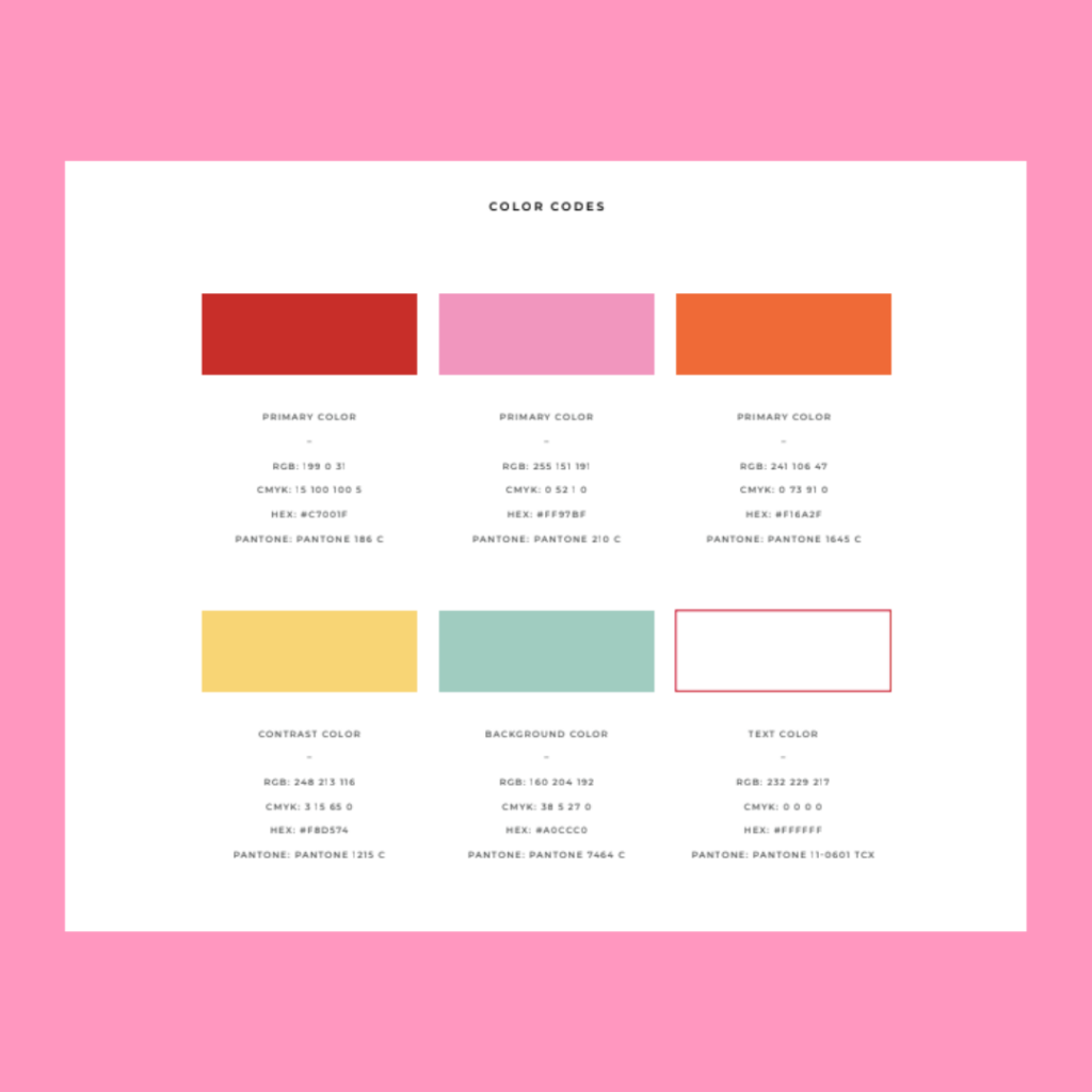 Brand colours for Unicorn Marketing Co. Looking at the company's branding elements